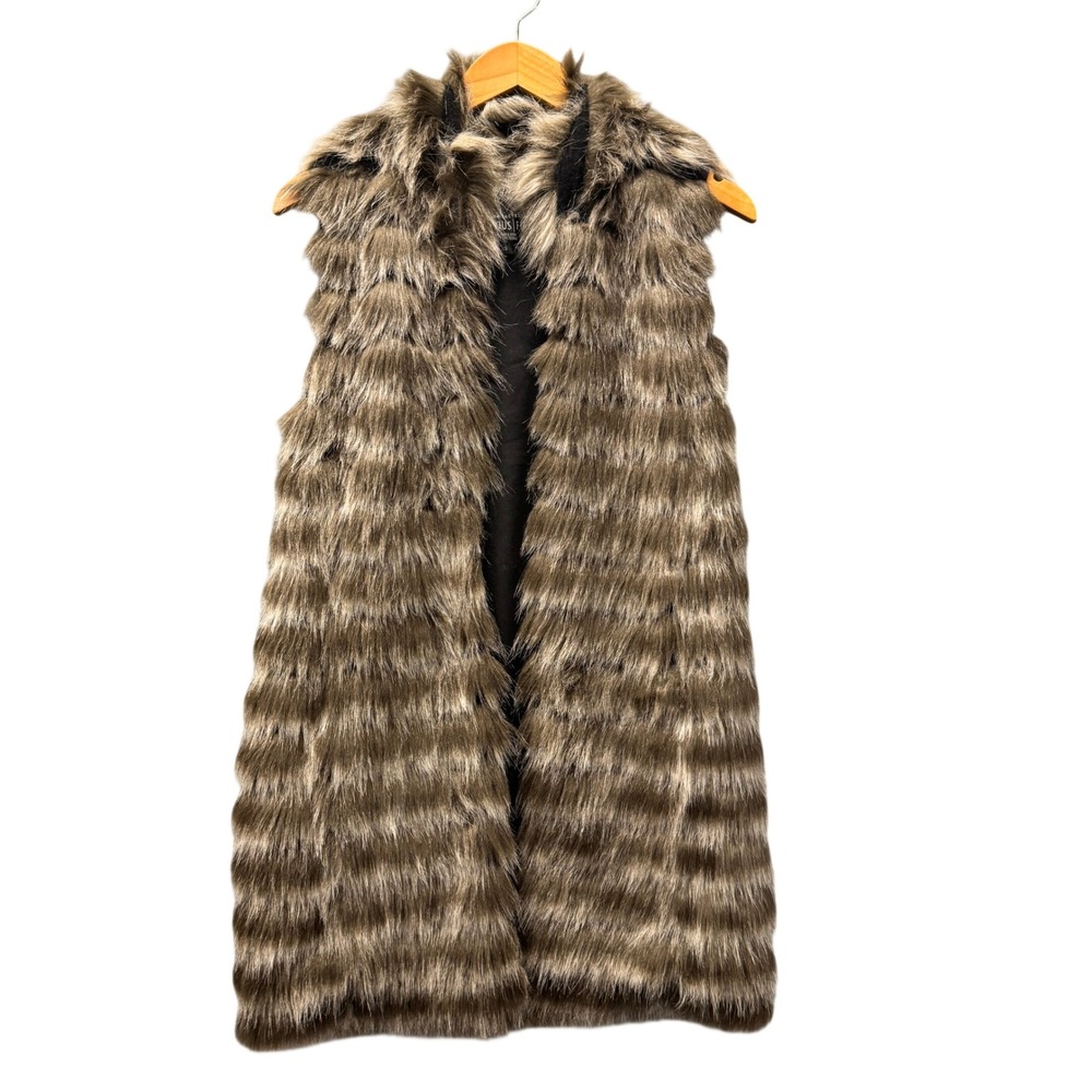 Donna Salyers Fabulous Furs Vest‎ Womens XS Faux Fur Outerwear Brown Mob Wife